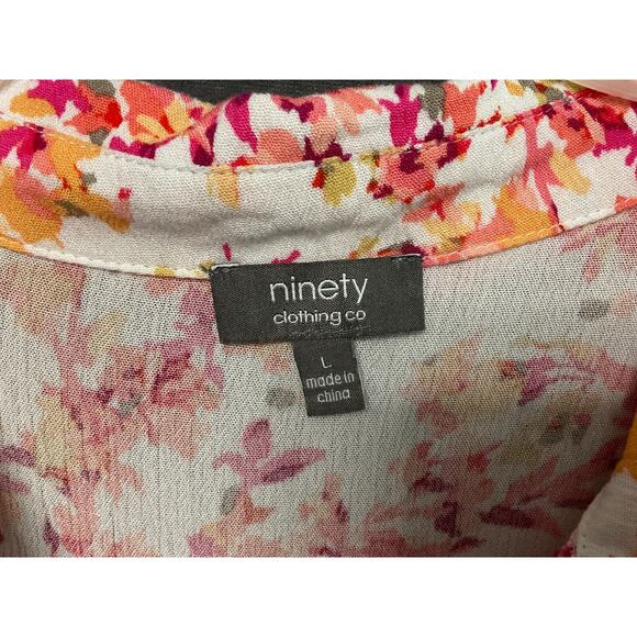 Ninety Clothing Co Women's L Button Front Sleeveless Floral Rayon Dress - Picture 2 of 5